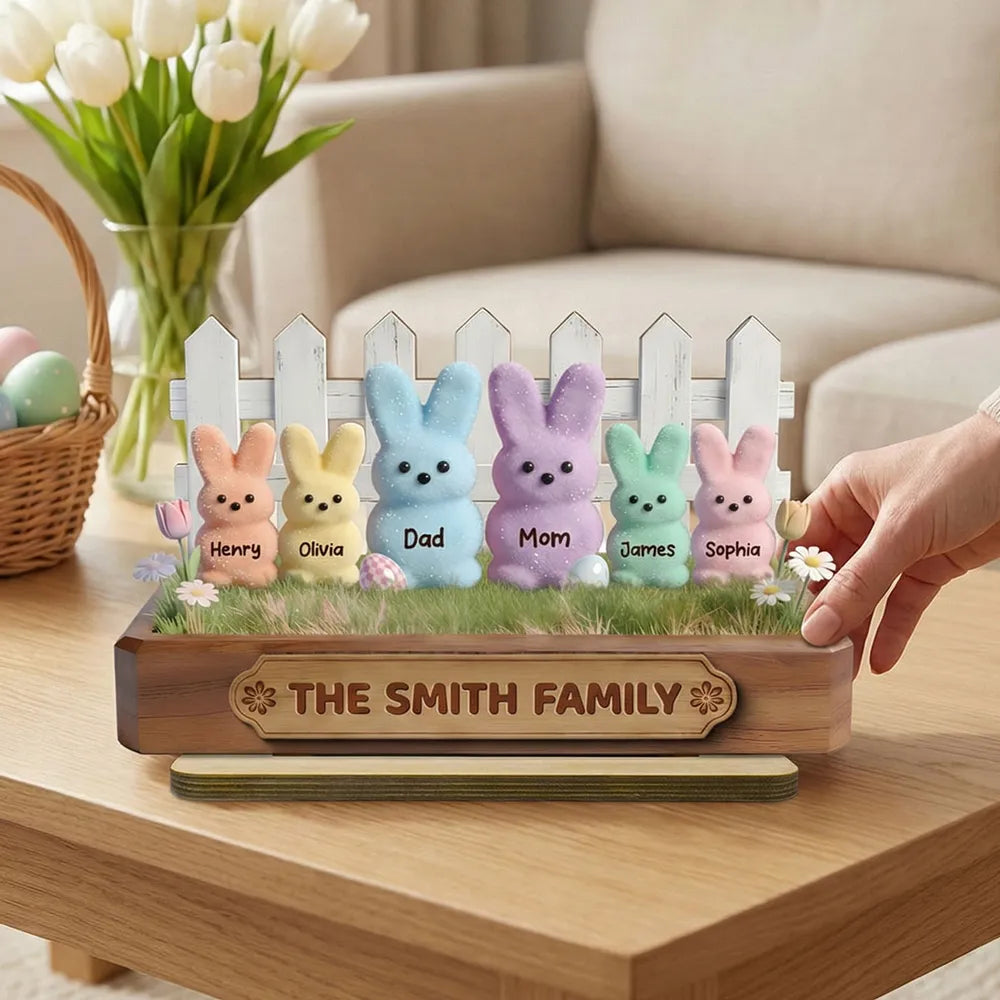 Personalized Family Bunny Easter Decoration Set - Custom Names for Spring Decor Plaque MagicInPrints