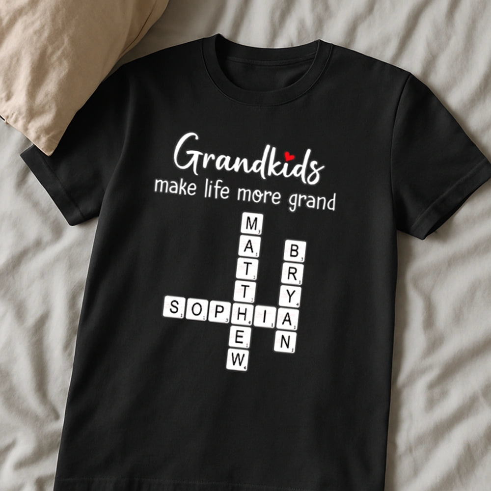 Custom Grandkids Crossword T-Shirt for Grandparents - Sentimental Gift Cloth MagicInPrints