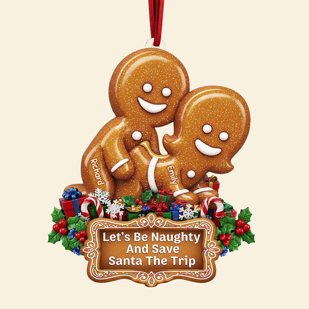 Naughty Gingerbread Couple Christmas Ornament - Personalized Gifts For Couple Ornament MagicInPrints