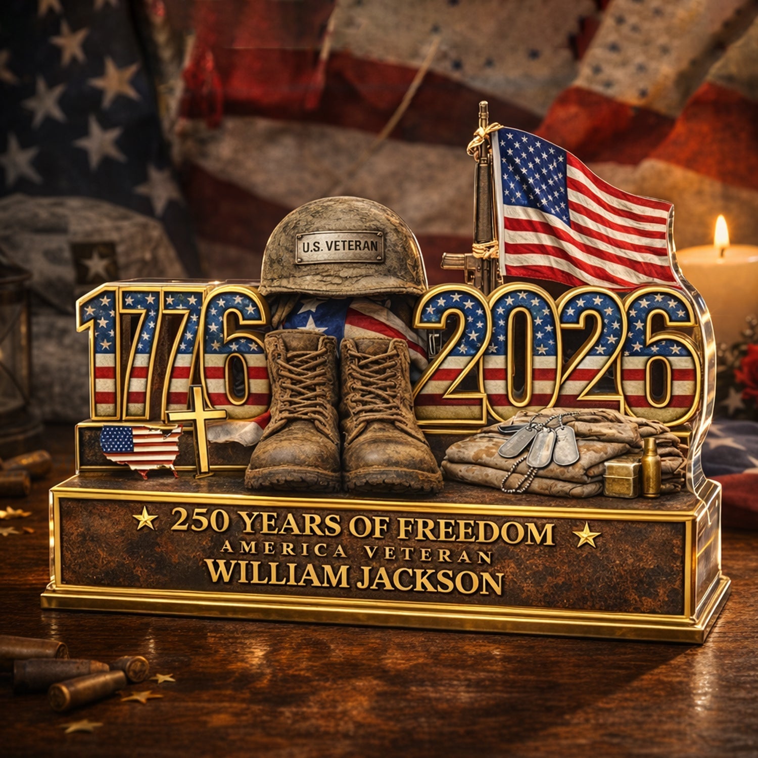 Personalized Military Tribute Plaque for Veterans - 250 Years of Freedom Plaque MagicInPrints