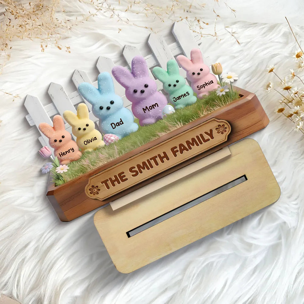 Personalized Family Bunny Easter Decoration Set - Custom Names for Spring Decor Plaque MagicInPrints