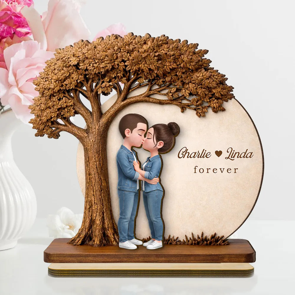 Personalized Couple Figurine with Tree - Romantic Gift for Anniversaries Plaque MagicInPrints