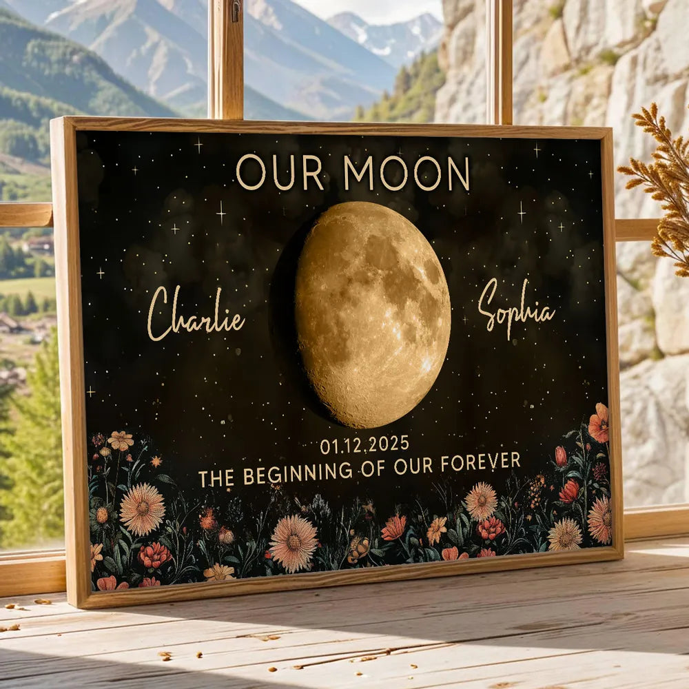 Personalized Moon Phase Canvas Art for Couples - Anniversary Gift Poster or Canvas MagicInPrints