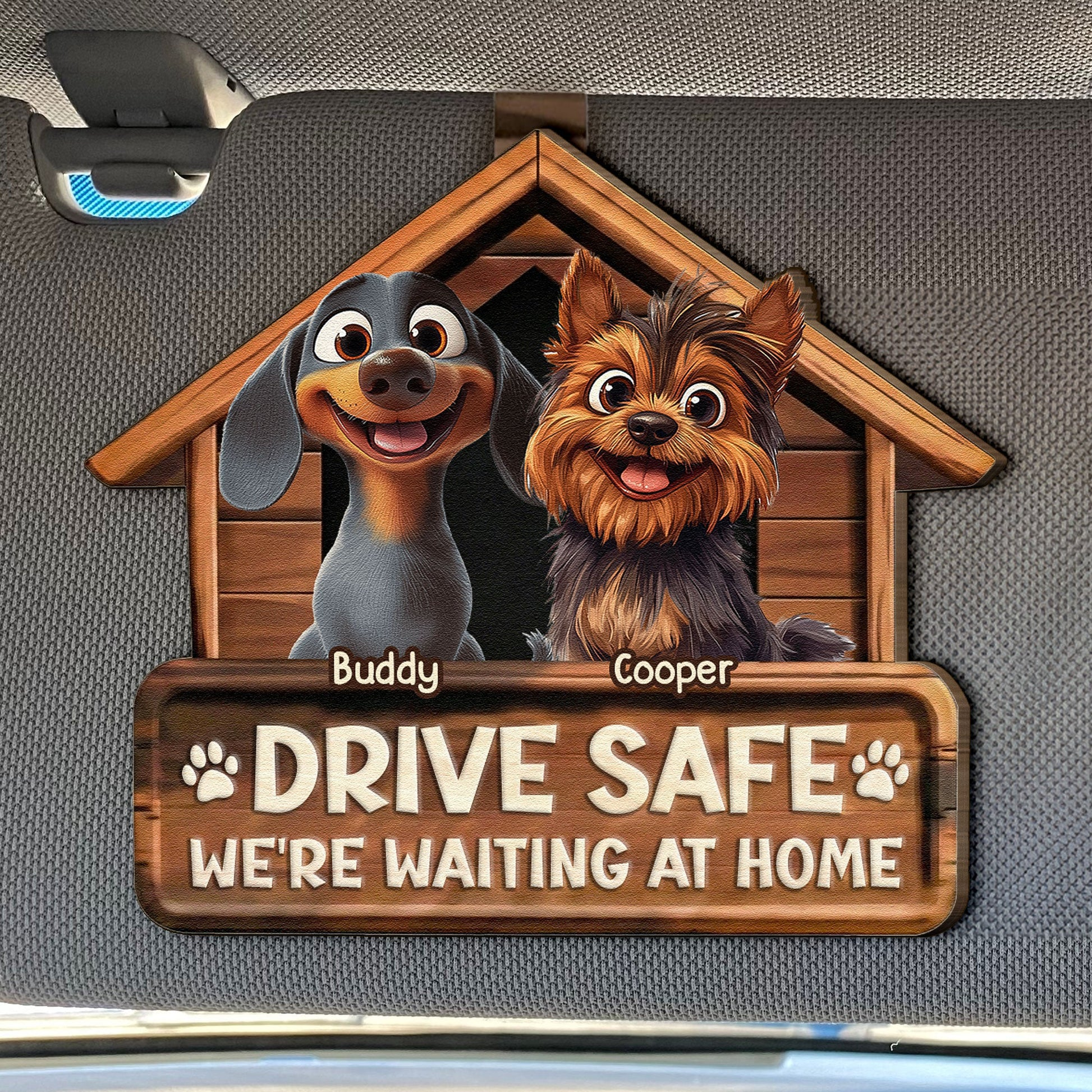 Custom Dog Car Sign for Pet Lovers - Drive Safe Reminder Car Hanger MagicInPrints