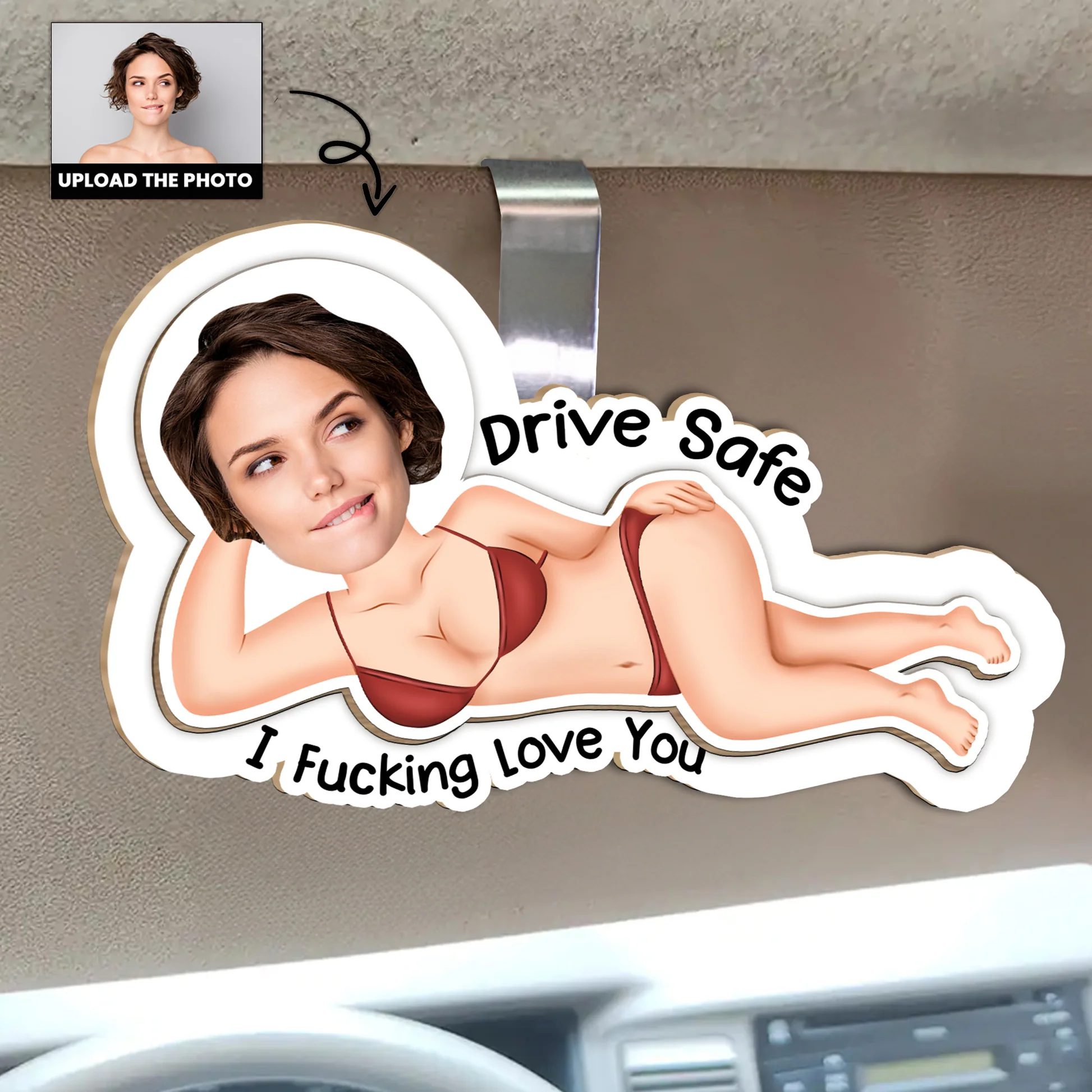 Custom Car Visor Photo Sticker for Drivers - Fun Personalized Gift Car Hanger MagicInPrints