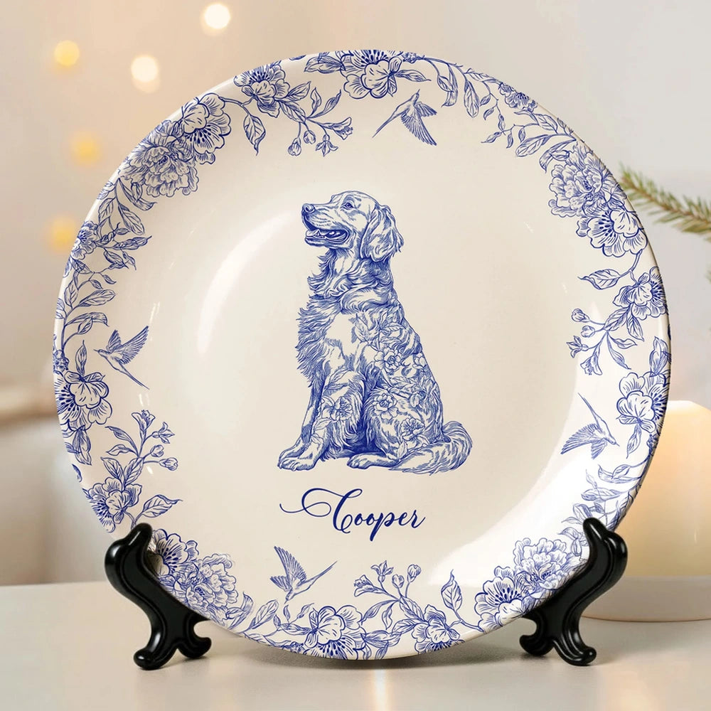 Personalized Dog Portrait Ceramic Plate for Pet Lovers - Home Decor Gift Plaque MagicInPrints