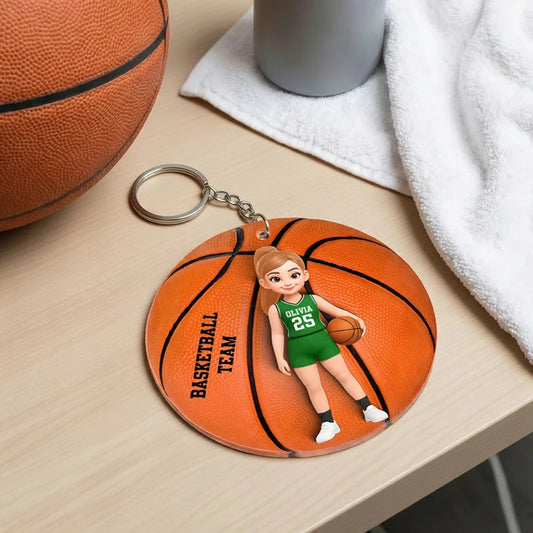 Custom Basketball Team Keychain for Kids - Personalized Sports Gift Keychain MagicInPrints
