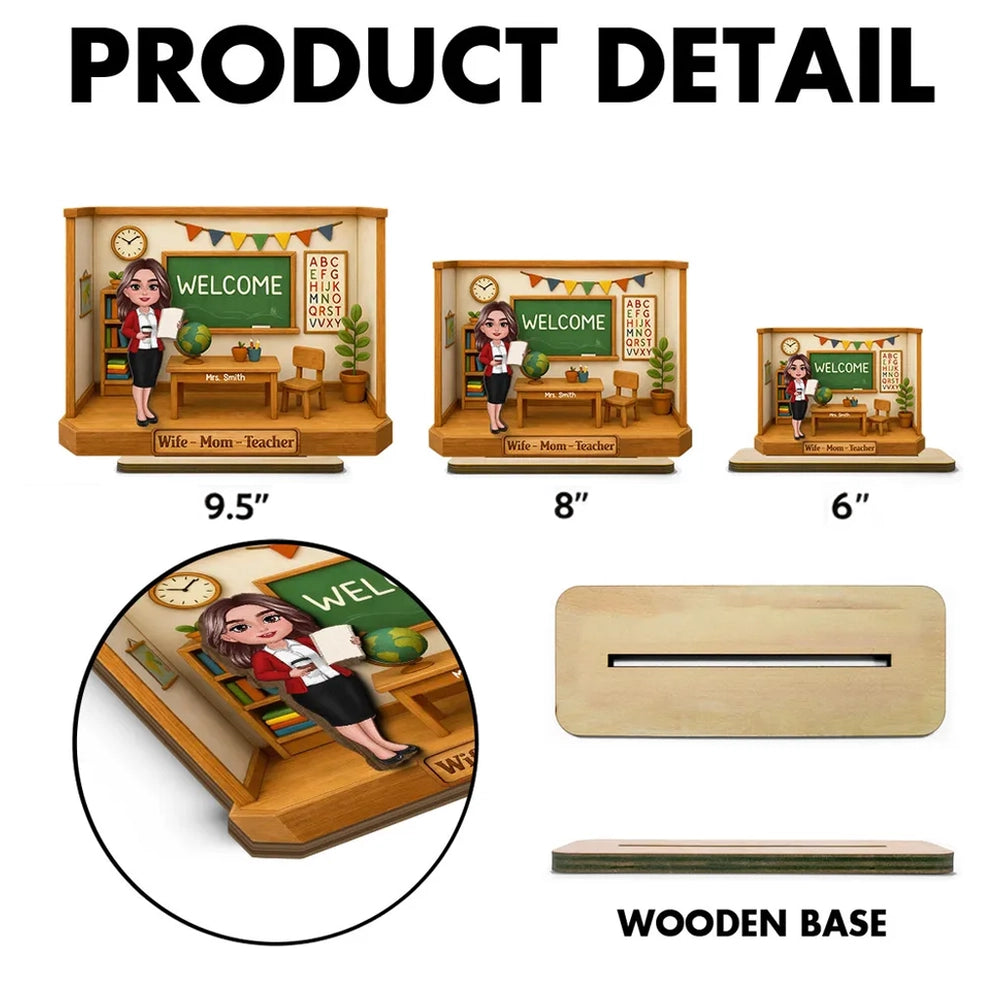 Personalized Teacher Desk Nameplate for Mom - Classroom Decor Gift Plaque MagicInPrints
