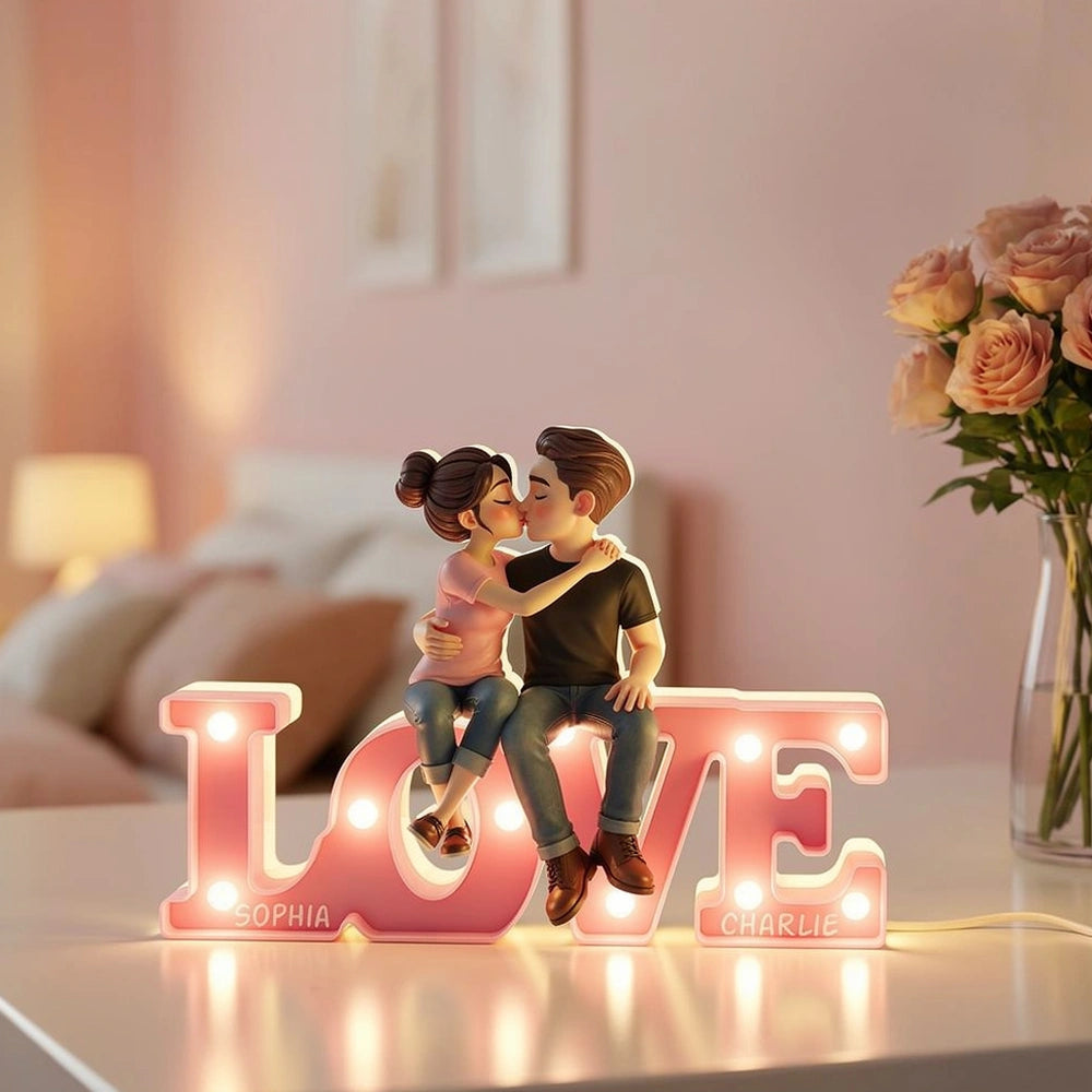 Personalized LED Love Sign for Couples - Romantic Home Decor Plaque MagicInPrints