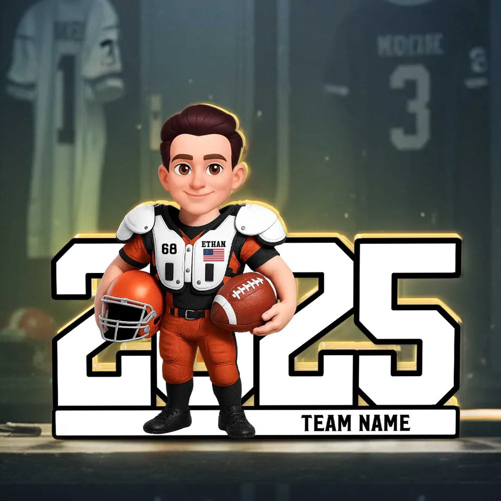 Personalized Football Player Figurine for Kids - Custom Year and Team Name Plaque MagicInPrints