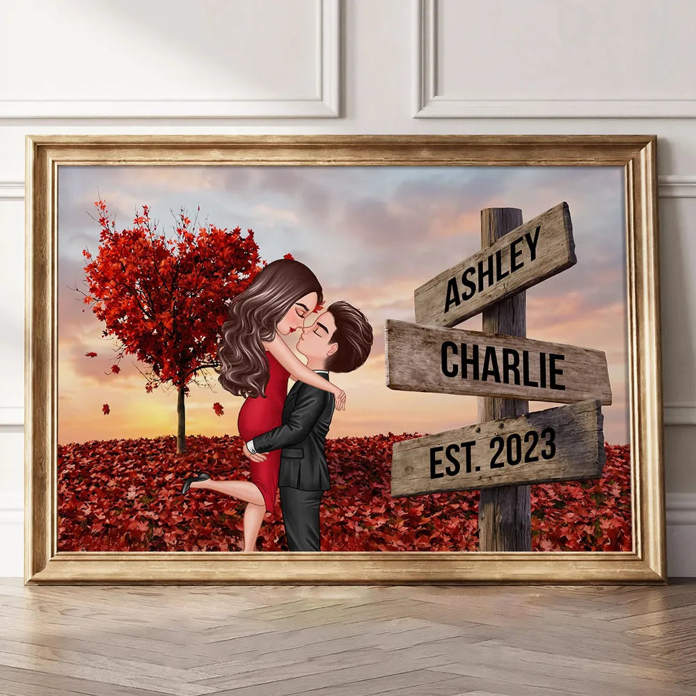 Personalized Couple Portrait Canvas for Romantic Gift - Anniversary or Wedding Keepsake Poster or Canvas MagicInPrints