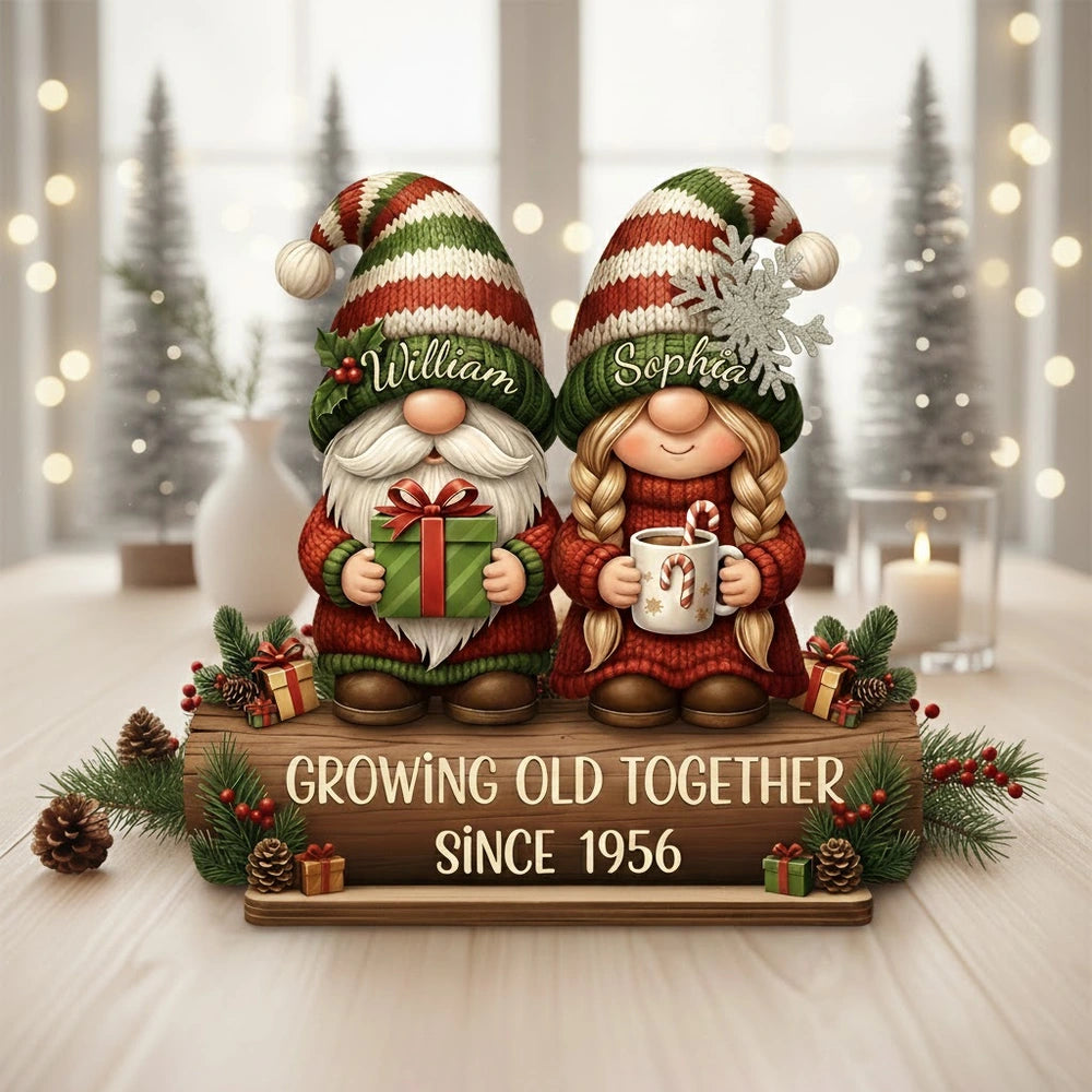 Personalized Christmas Gnome Couple Figurine for Couples - Anniversary Gift Plaque MagicInPrints