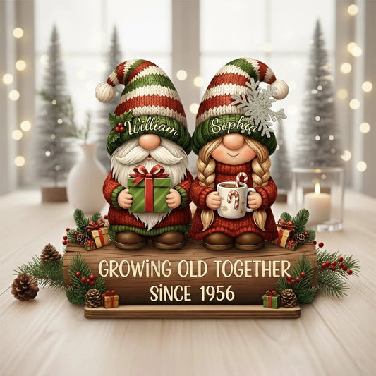 Personalized Christmas Gnome Couple Figurine for Couples - Anniversary Gift Plaque MagicInPrints
