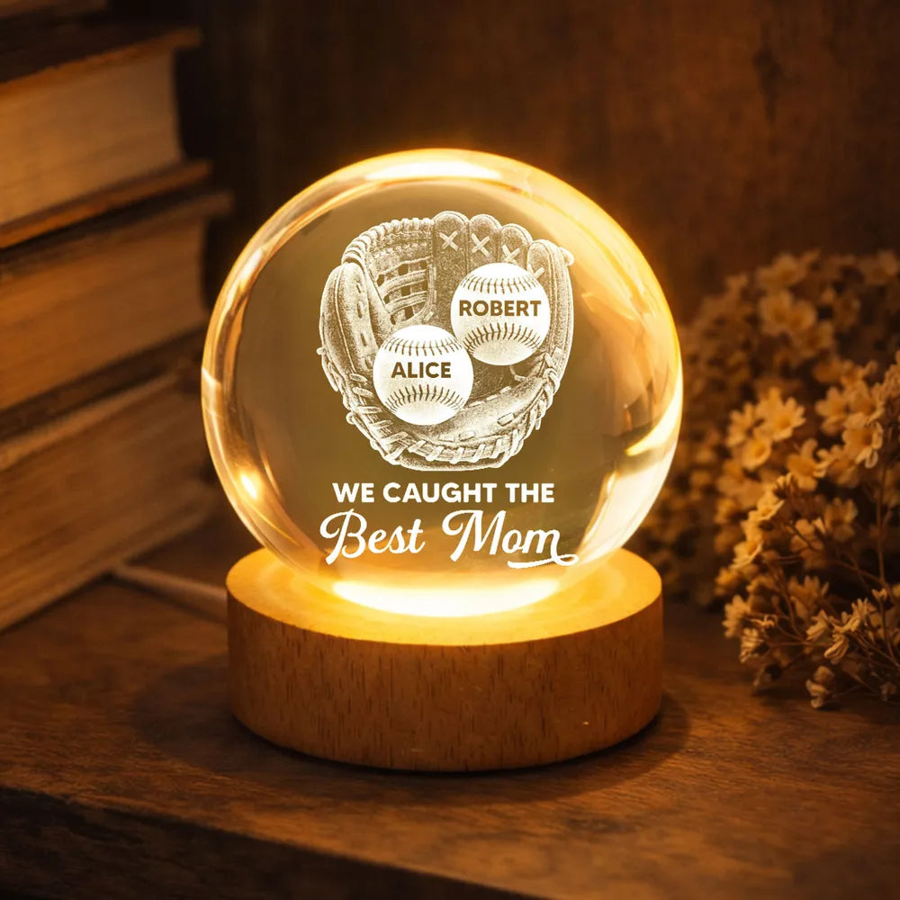Personalized Baseball Mom LED Lamp with Custom Names - Mother's Day Gift Lamp MagicInPrints