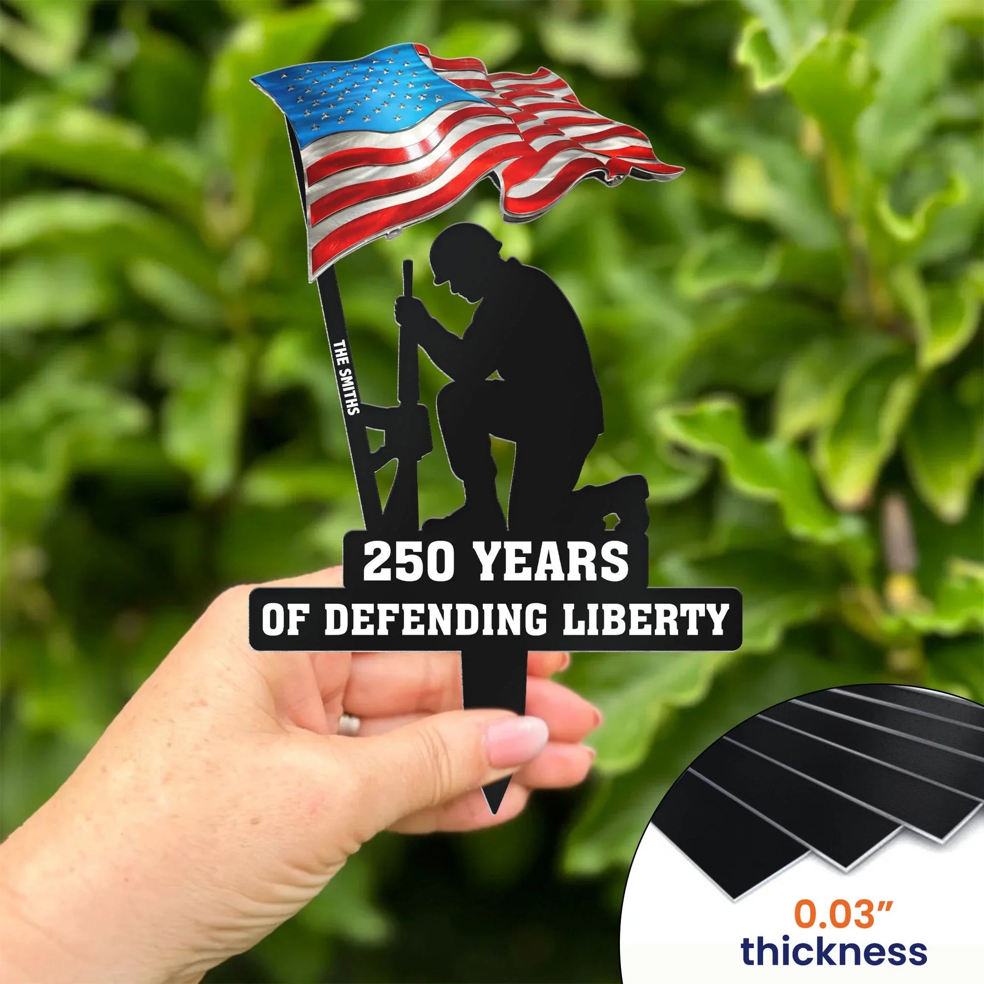 Personalized Patriotic Yard Sign for Veterans - 250 Years of Defending Liberty Sign MagicInPrints