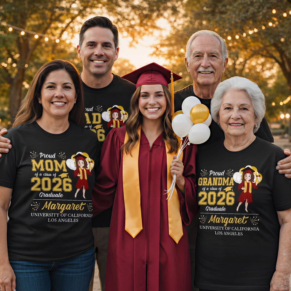Personalized Family Graduation T-Shirts Class of 2026 - Proud Mom, Dad, Grandma Shirts Cloth MagicInPrints