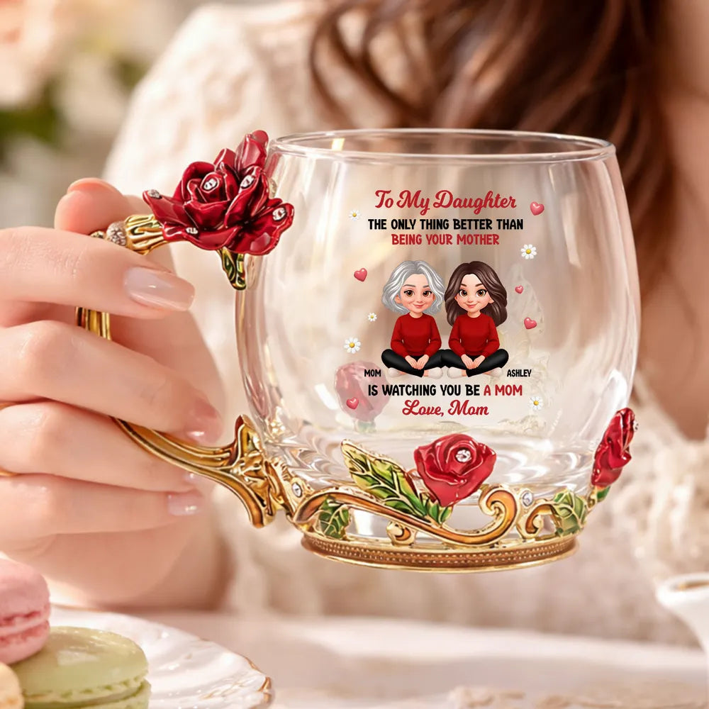 Personalized Glass Mug for Daughter - Floral Design with Heartfelt Message Cup MagicInPrints