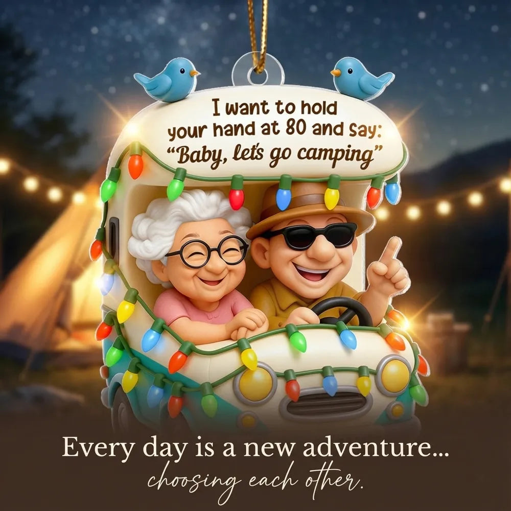 Personalized Elderly Couple Christmas Ornament - Romantic Camping Adventure Ornament MagicInPrints