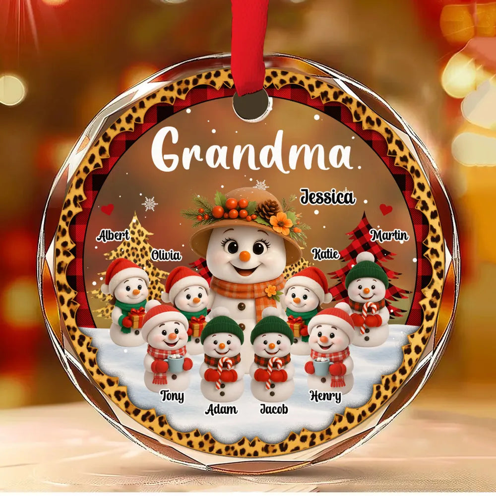 Personalized Christmas Ornament for Grandma - Snowman Family Decoration Ornament MagicInPrints