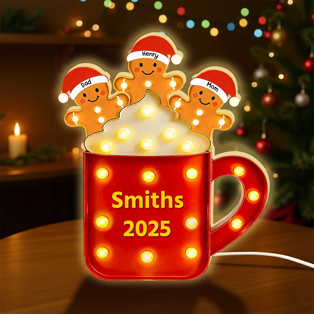 Personalized Family Christmas Light-Up Mug Sign - Festive Holiday Decor Plaque MagicInPrints