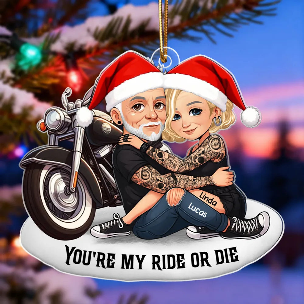 Personalized Couple Motorcycle Ornament for Bikers - Romantic Gift Ornament MagicInPrints