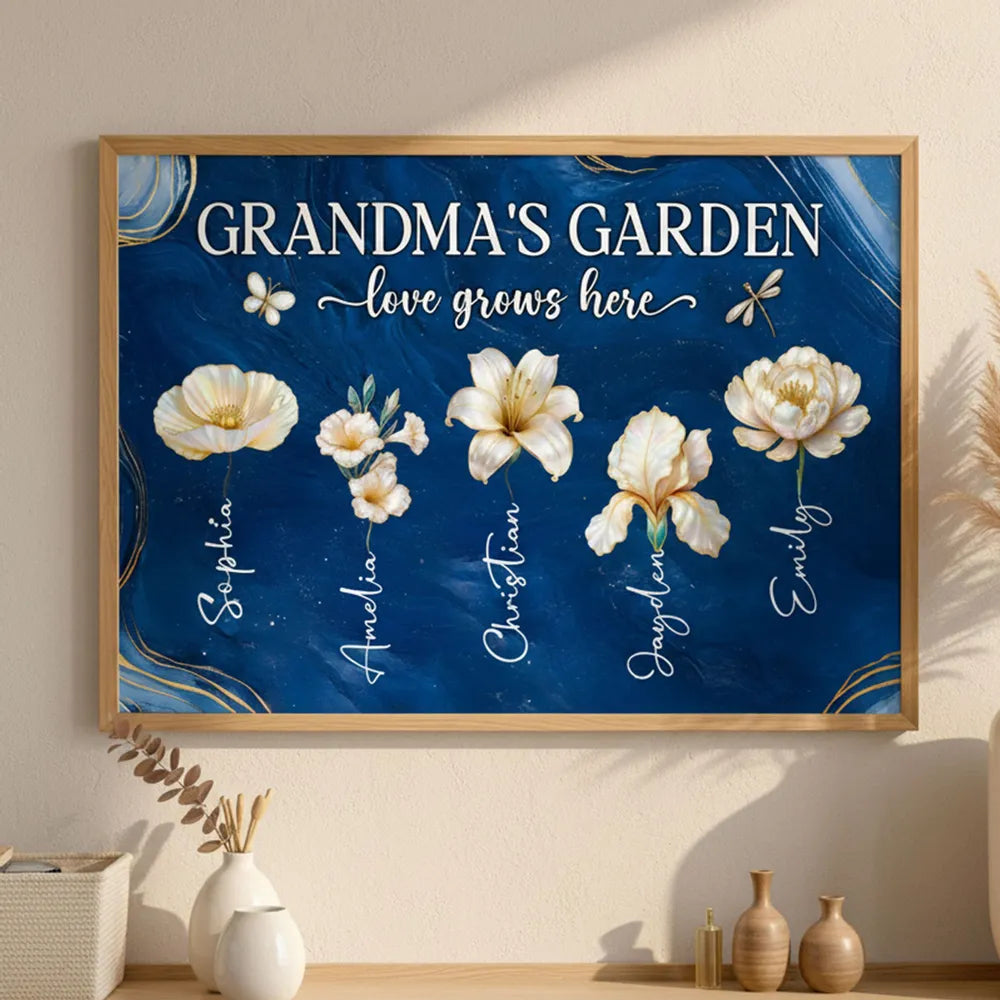 Personalized Canvas Art for Grandma - Floral Design with Names - Sentimental Gift for Mother's Day Poster or Canvas MagicInPrints