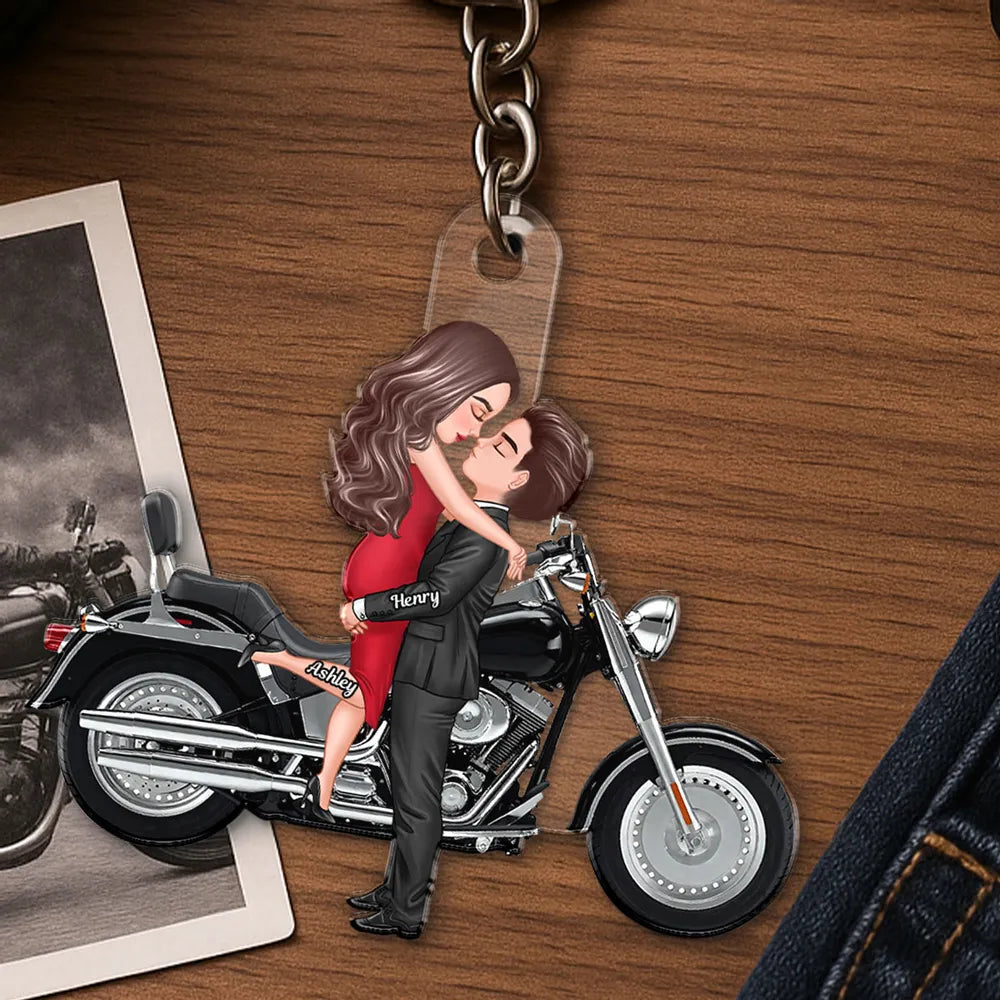 Personalized Couple Keychain for Bikers - Romantic Gift Keychain MagicInPrints