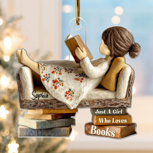 Personalized Girl Reading Ornament for Book Lovers - Christmas Gift Ornament MagicInPrints