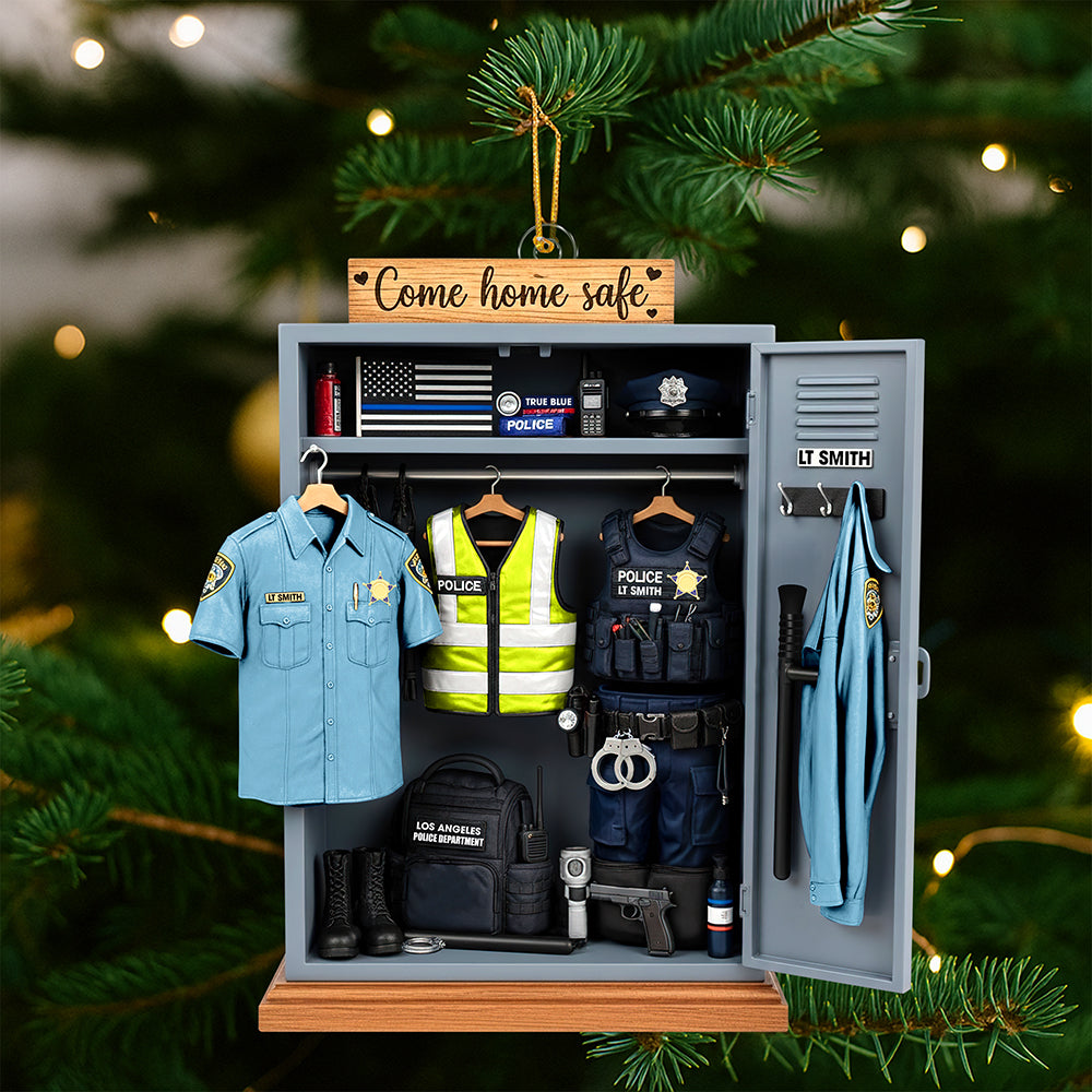 Come Home Safe - Personalized Police Locker Acrylic Ornament - Unique Christmas Gift for Officers and Their Loved Ones Ornament MagicInPrints