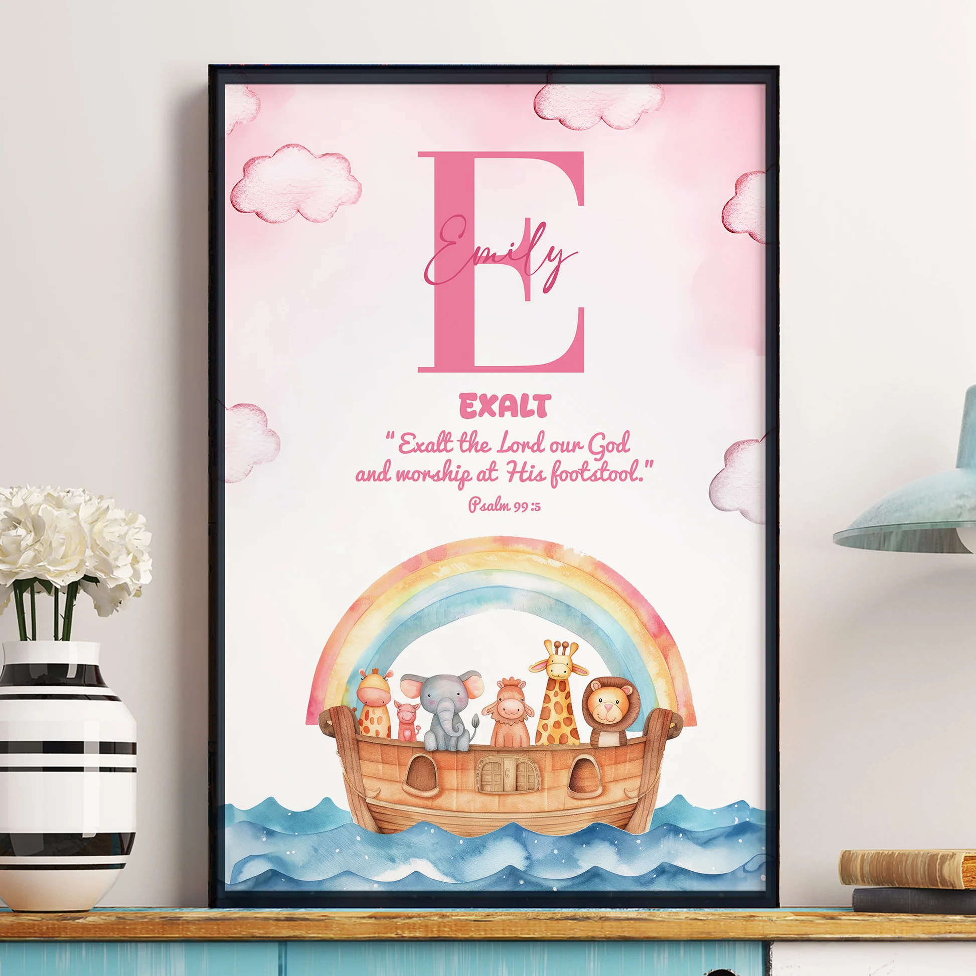 Personalized Noah's Ark Nursery Wall Art for Kids - Religious Decor Poster or Canvas MagicInPrints