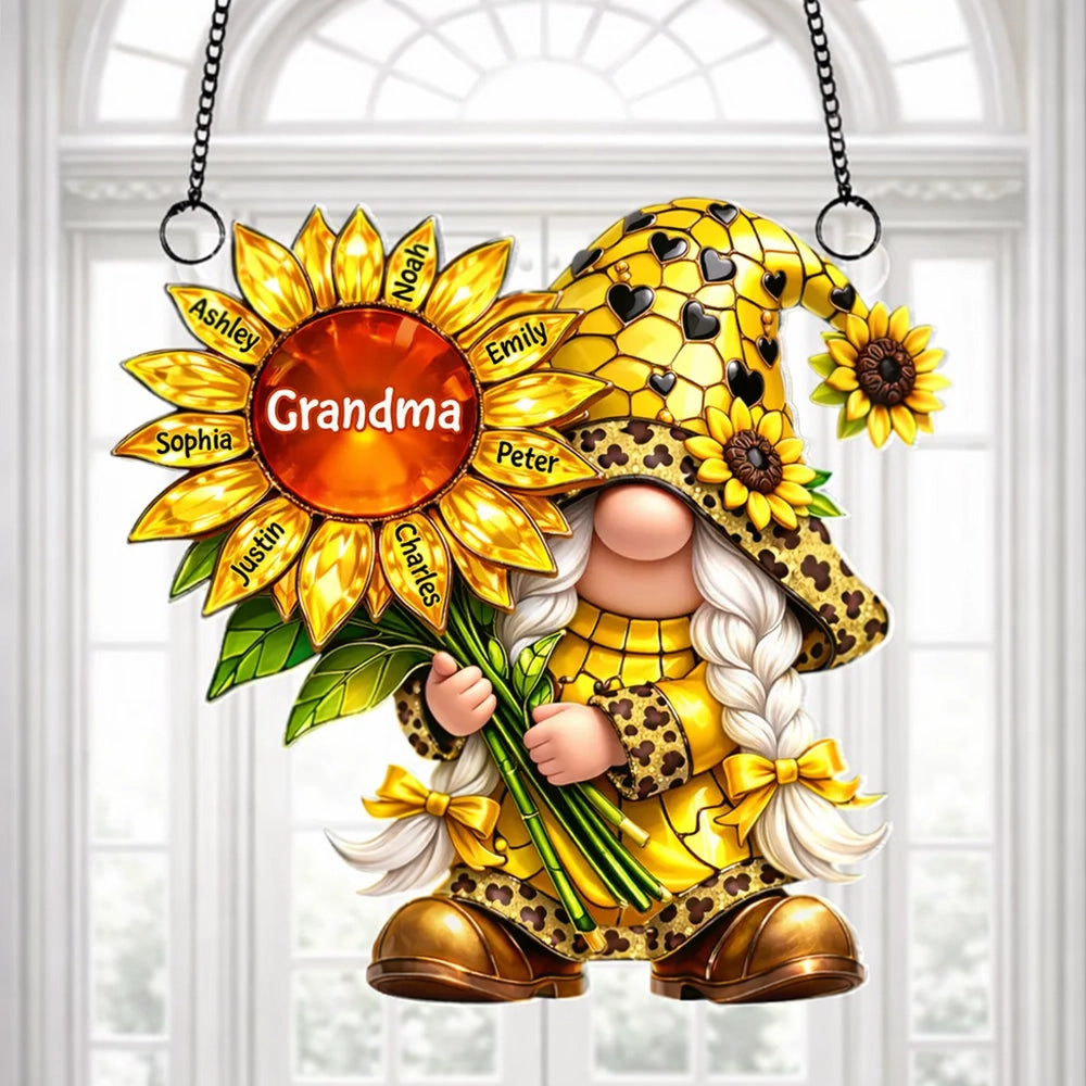 Personalized Sunflower Grandma Gnome Ornament for Family - Home Decor Gift Ornament MagicInPrints