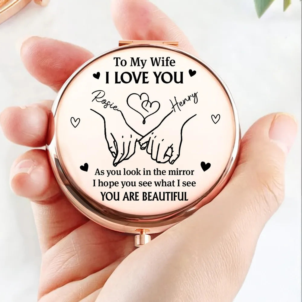 Personalized Compact Mirror for Wife - Romantic Gift with Engraved Message Beauty Tools MagicInPrints