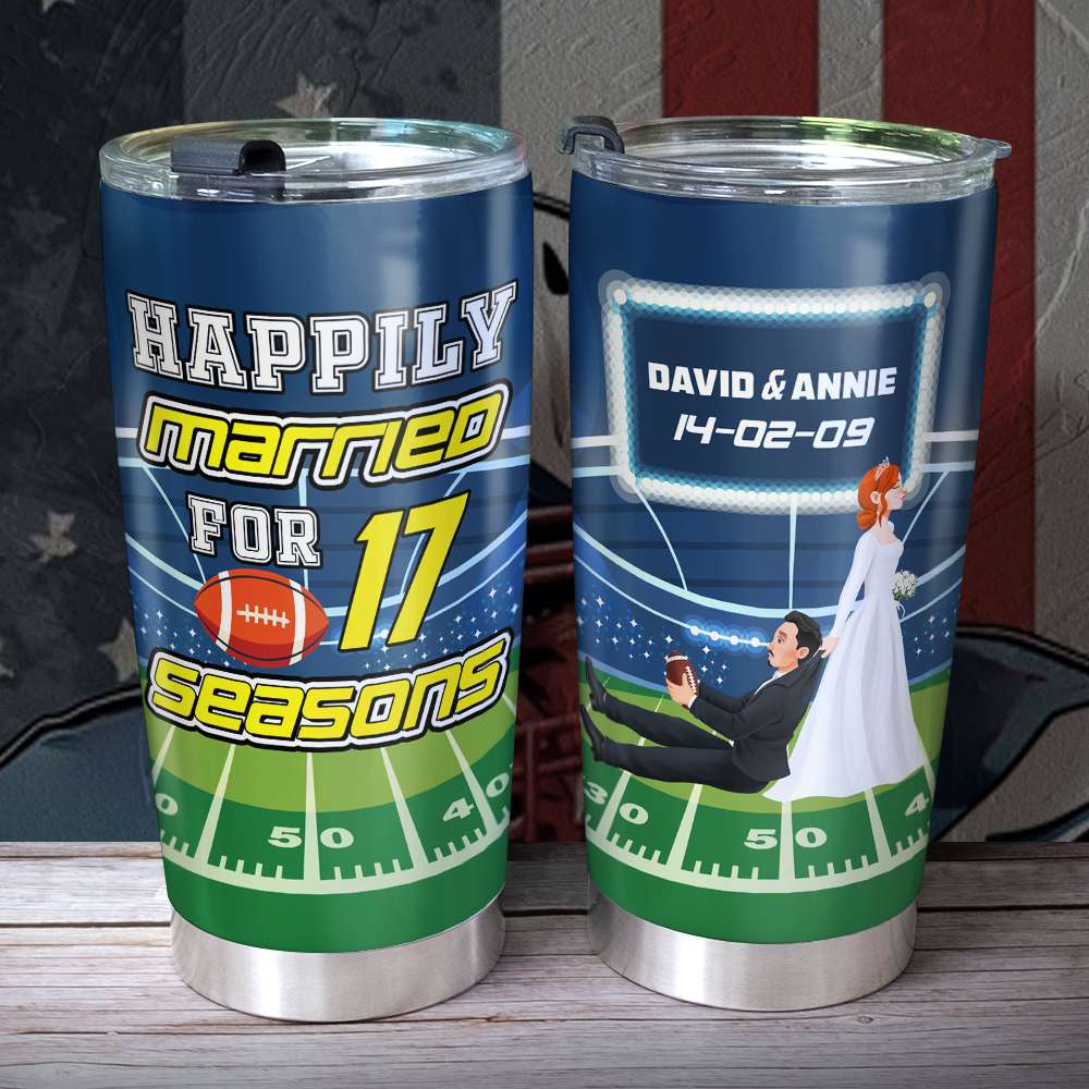 Custom American Football Couple Tumbler - Perfect Personalized Valentine's Day Gifts Tumbler Cup PopCulturePrints
