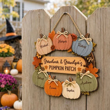 Load image into Gallery viewer, Personalized Wooden Sign for Grandma &amp; Grandpa Pumpkin Patch Decor Gift
