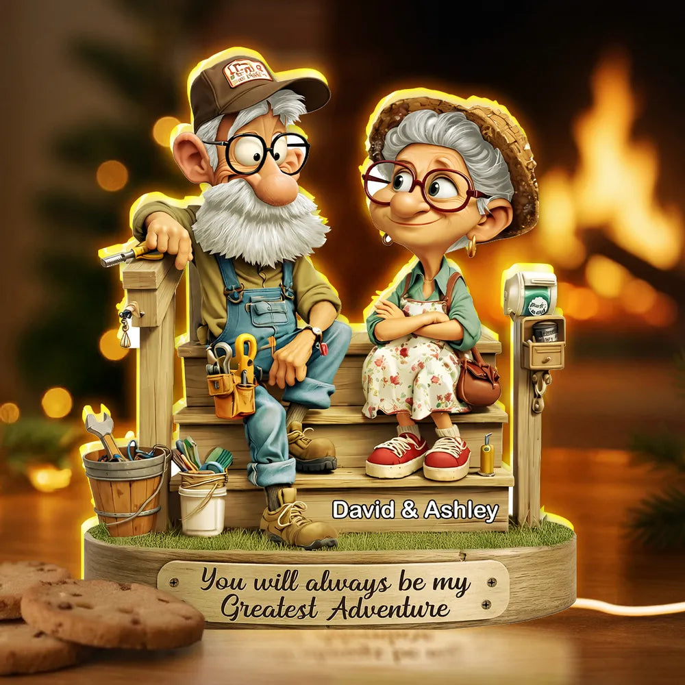 Personalized Grandparent Figurine Gift - Custom Couple LED Light - Sentimental Home Decor Plaque MagicInPrints