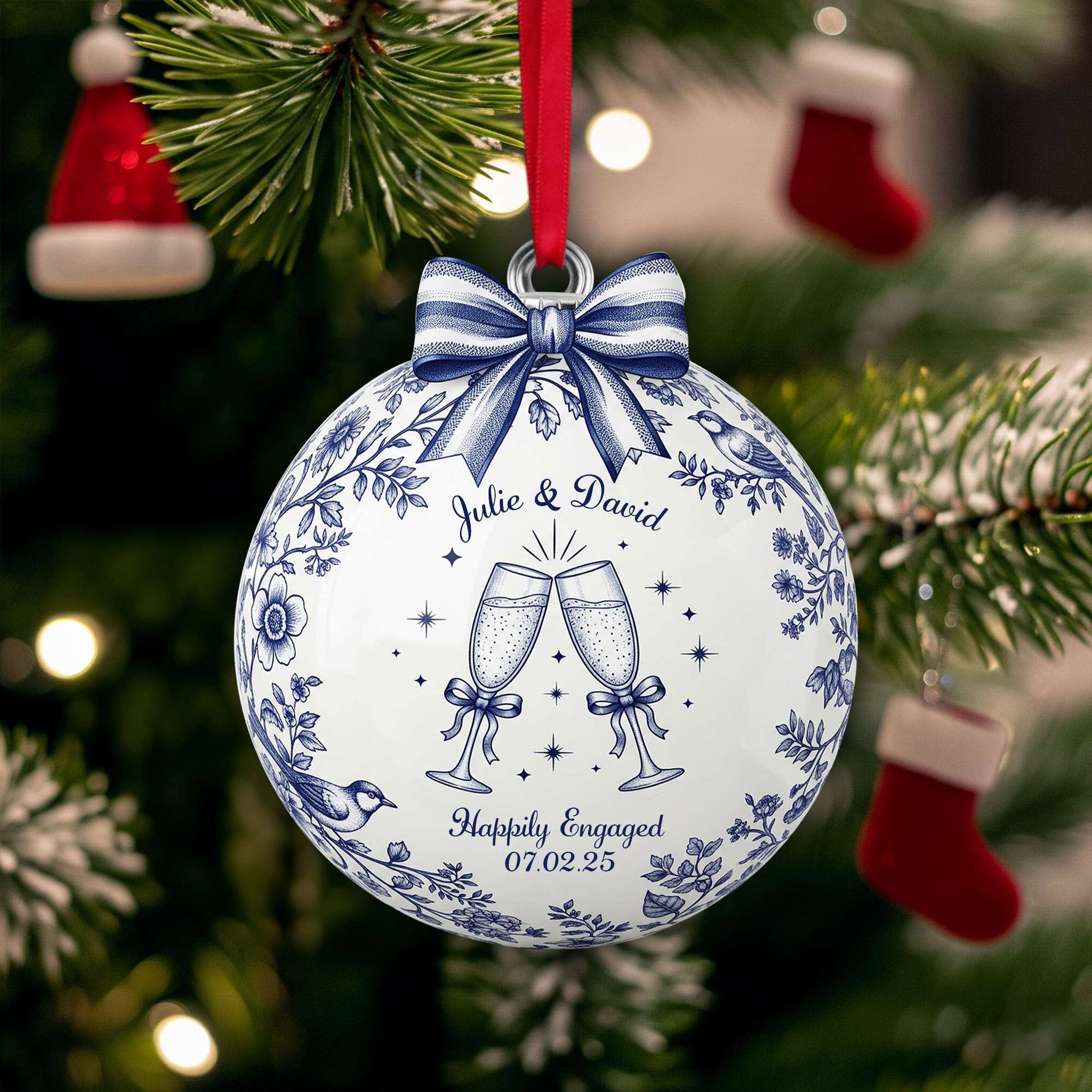 Celebrate Your Love: Personalized Happily Engaged Couple Ornament - Unique Gift for Couples Ornament MagicInPrints