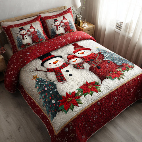 Bring Joy to Your Family – Personalized 3-Piece Quilted Bedding Set – Gift for Families Quilted Bedding Set V2 MagicInPrints