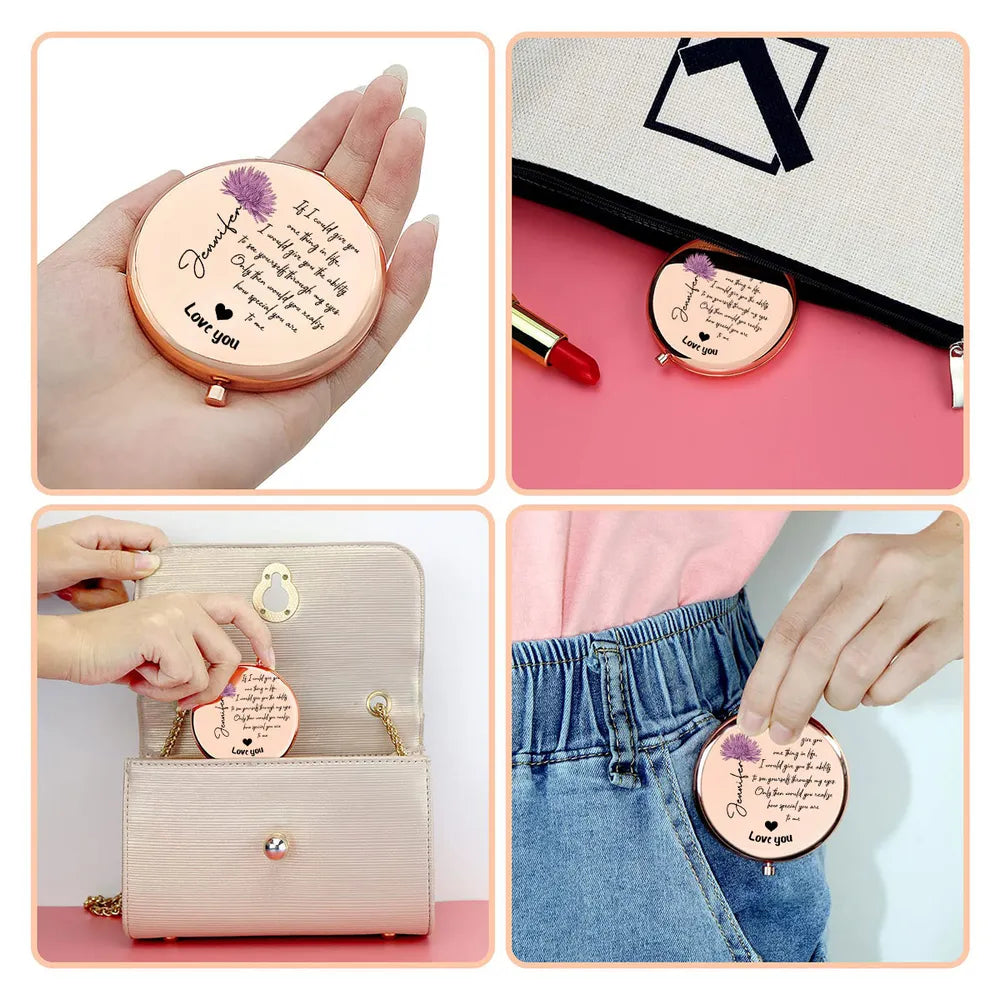 Personalized Compact Mirror for Her - Sentimental Gift with Custom Name and Message Beauty Tools MagicInPrints