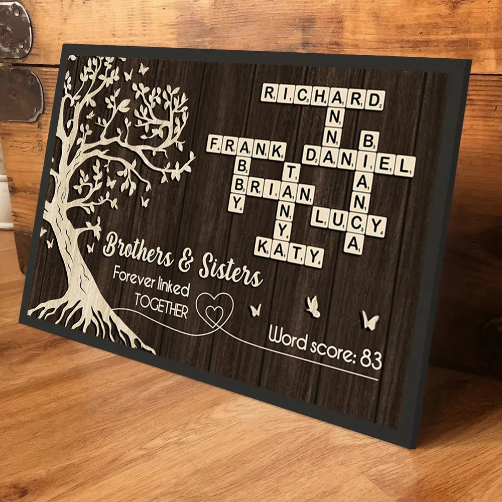 Personalized Wooden Wall Art for Family - Custom Name Crossword Design Poster or Canvas MagicInPrints