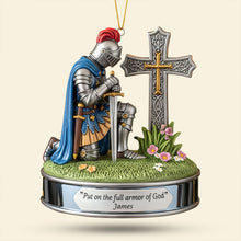 Load image into Gallery viewer, &quot;Put on the full armor of God&quot; - Personalized Kneeing Knight Ornament - Custom Gift for Christians Ornament MagicInPrints
