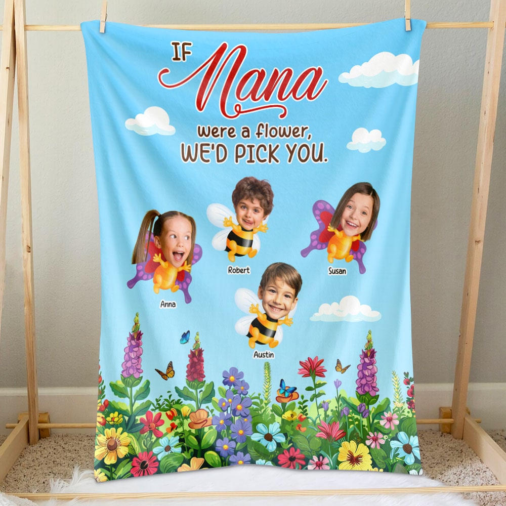 Personalized Nana Photo Blanket - Custom Gifts for Grandma Blanket PopCulturePrints