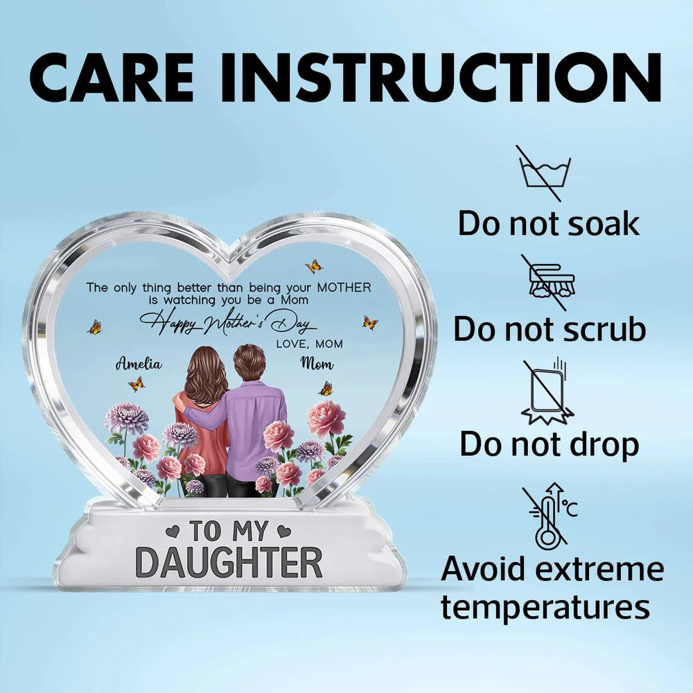 Custom Heart-Shaped Acrylic Plaque for Daughter - Mother's Day Gift Plaque MagicInPrints