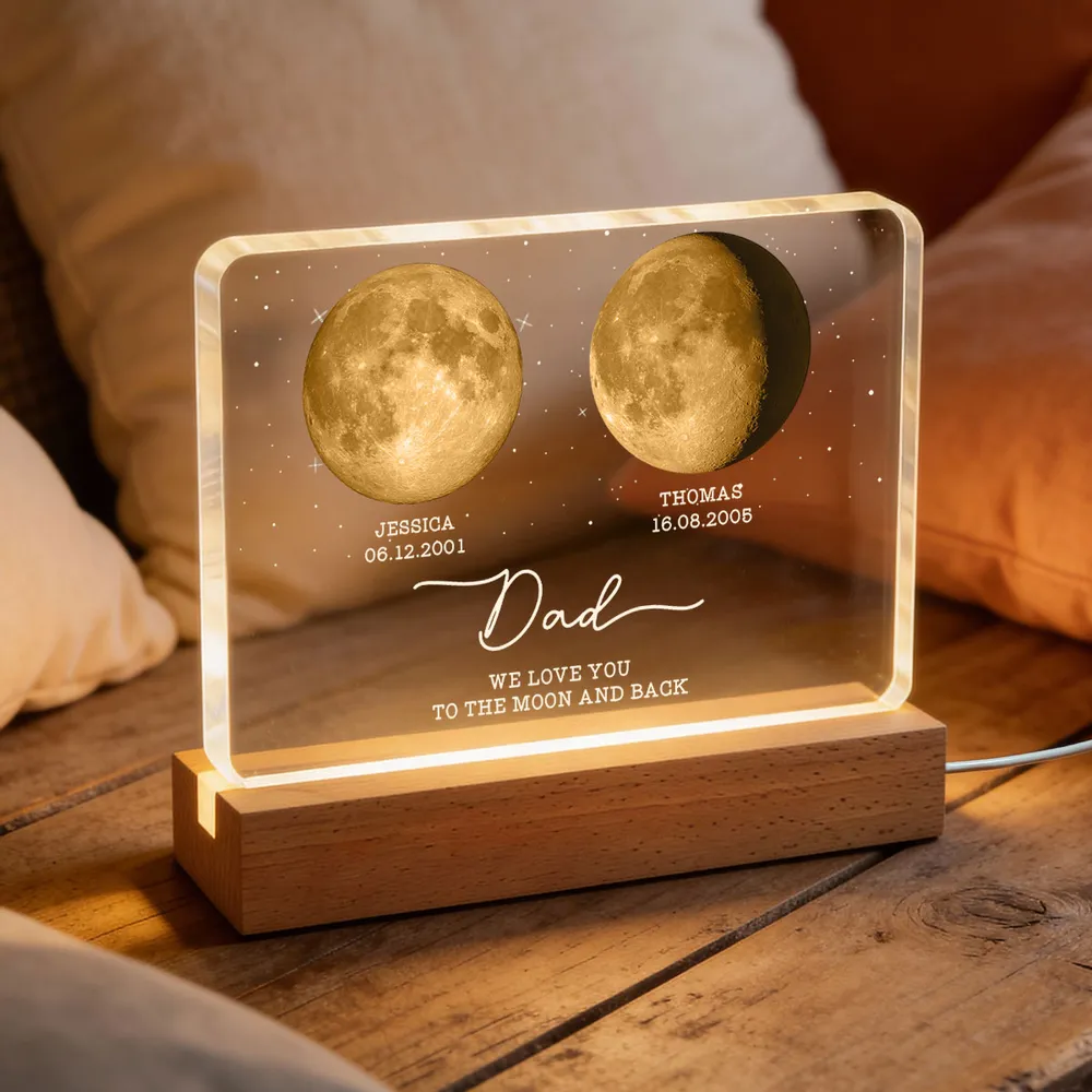Personalized Moon Phase LED Lamp for Mom - Sentimental Gift Plaque MagicInPrints