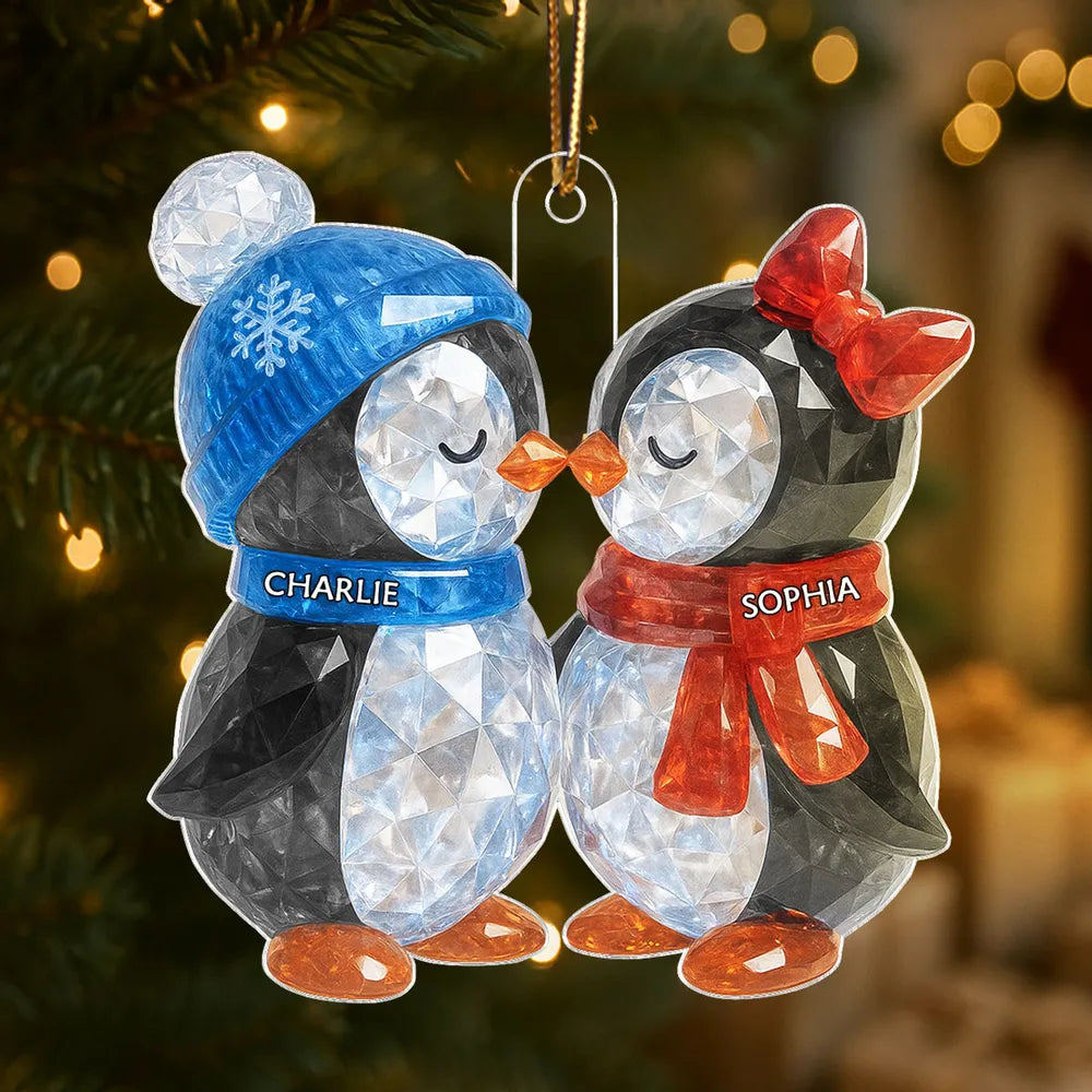 Personalized Penguin Couple Ornament for Christmas - Custom Names Winter Decoration Ornament MagicInPrints
