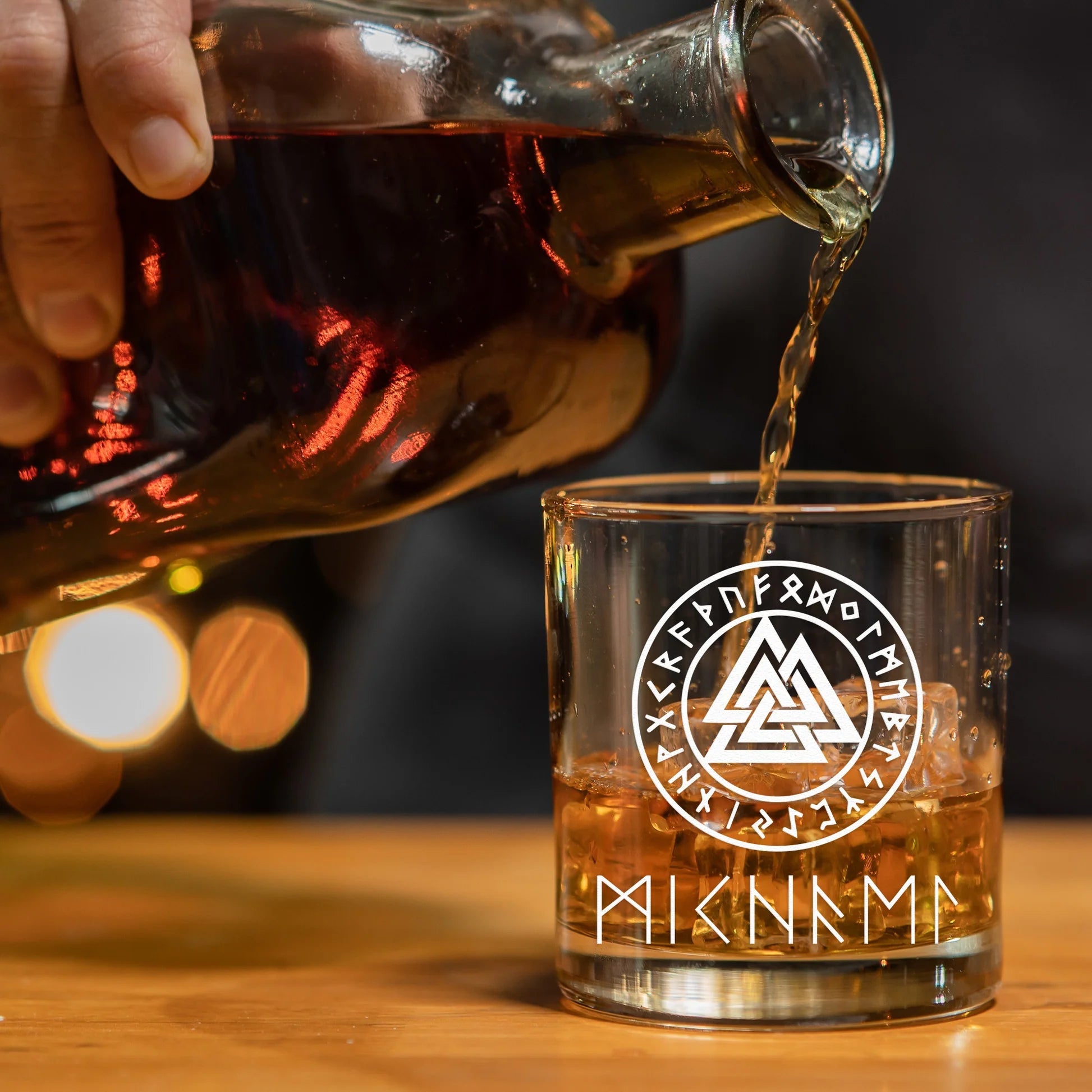 Custom Viking Rune Whiskey Glasses Set for Men - Norse Mythology Gift Cup MagicInPrints