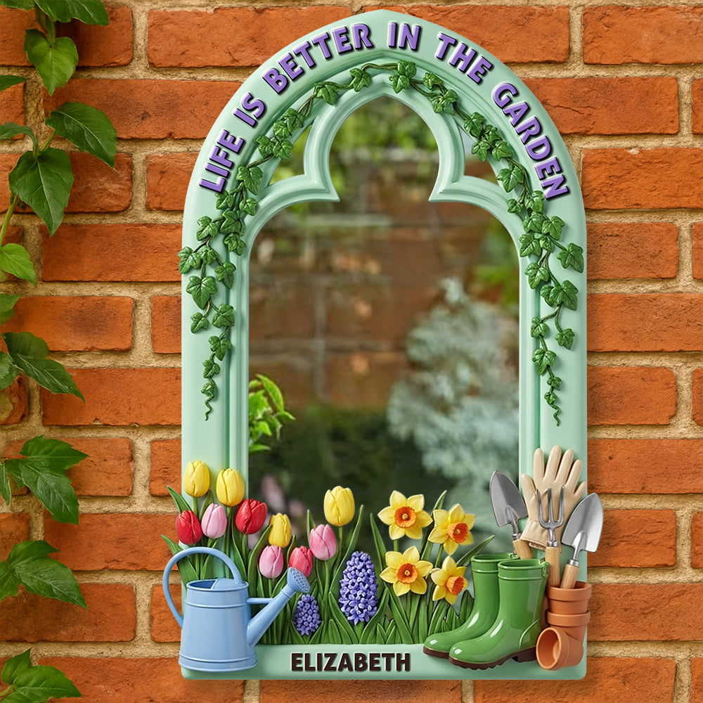 Life is Better in the Garden - Personalized Gardening Wall Hanging Mirror Gift for Gardeners Mirror MagicInPrints