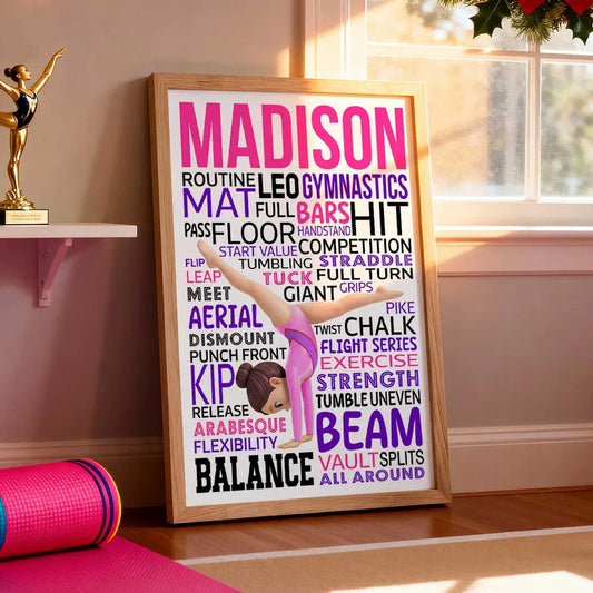Personalized Gymnastics Word Art Poster for Kids - Custom Name Decor Poster or Canvas MagicInPrints