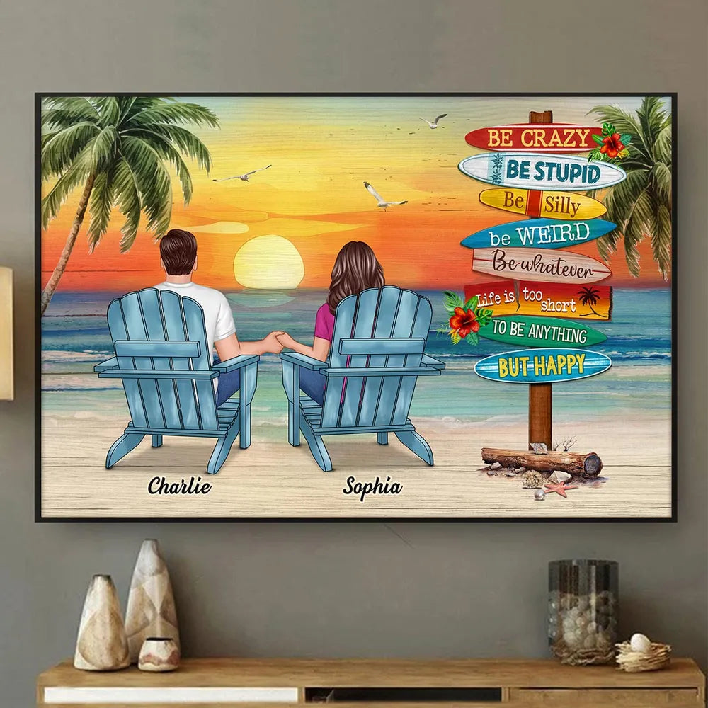 Personalized Couple Beach Sunset Canvas Art - Romantic Home Decor Poster or Canvas MagicInPrints