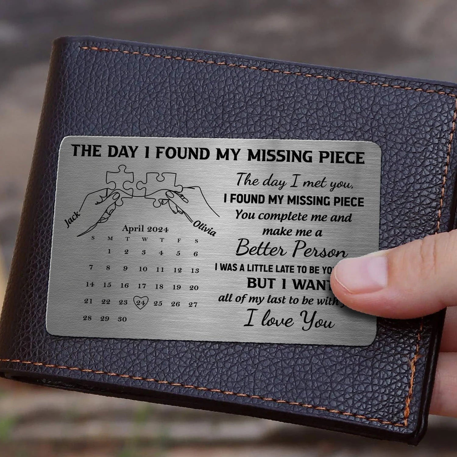 Personalized Engraved Metal Wallet Card for Couples - Anniversary Keepsake Wallet Card MagicInPrints