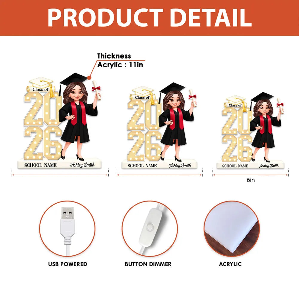 Personalized Graduation Light-Up Display for Class of 2026 - Custom School Name Plaque MagicInPrints